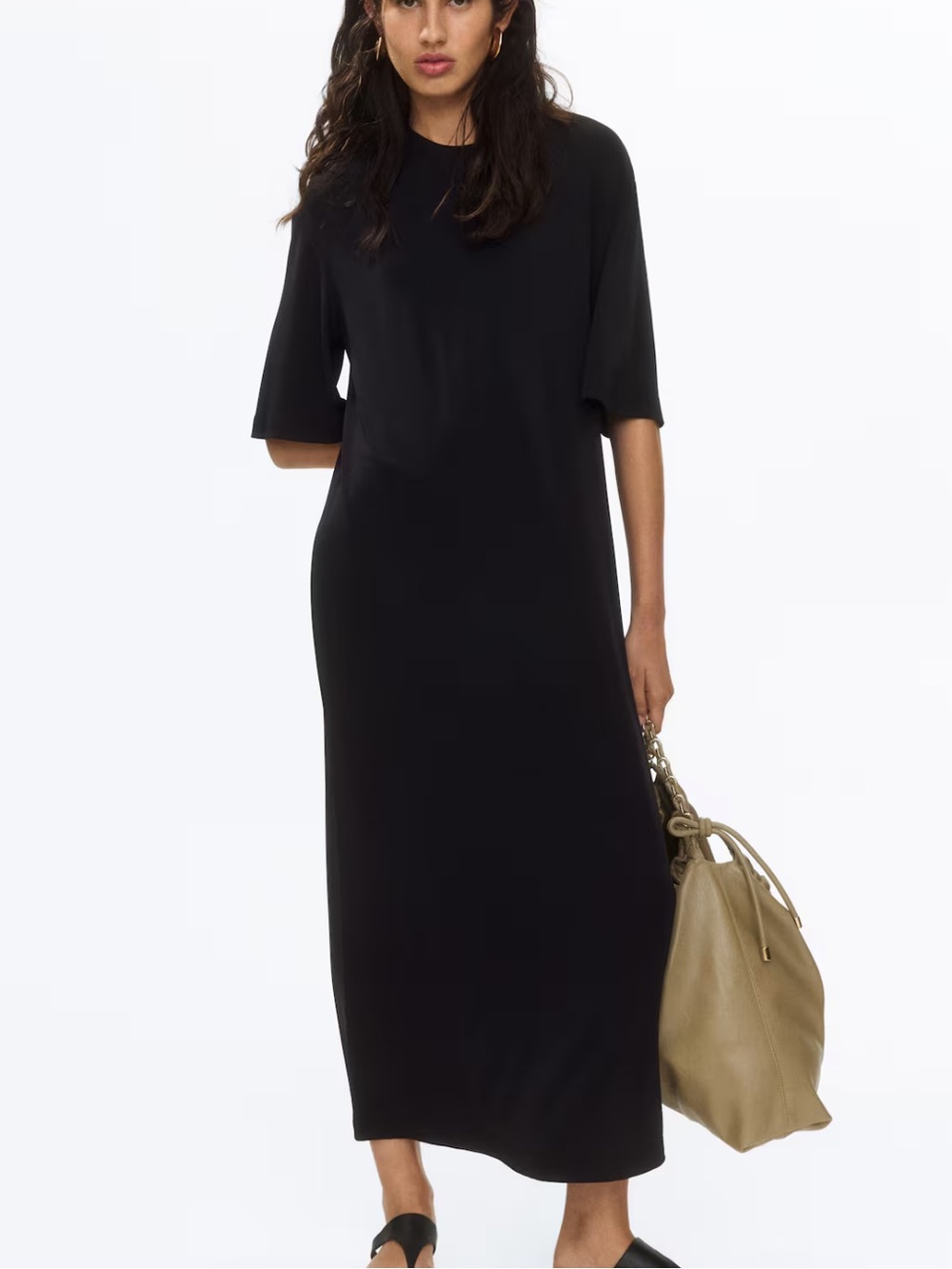 H&M Black Maxi Dress with Short Sleeves